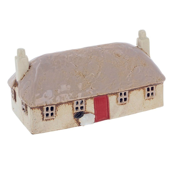 Village Pottery Thatched Croft House with Sheep Tealight Holder