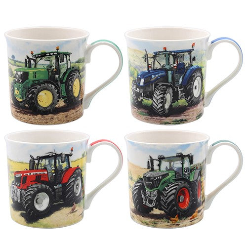 Boxed Mugs. Set of 4 Different Farm Tractors