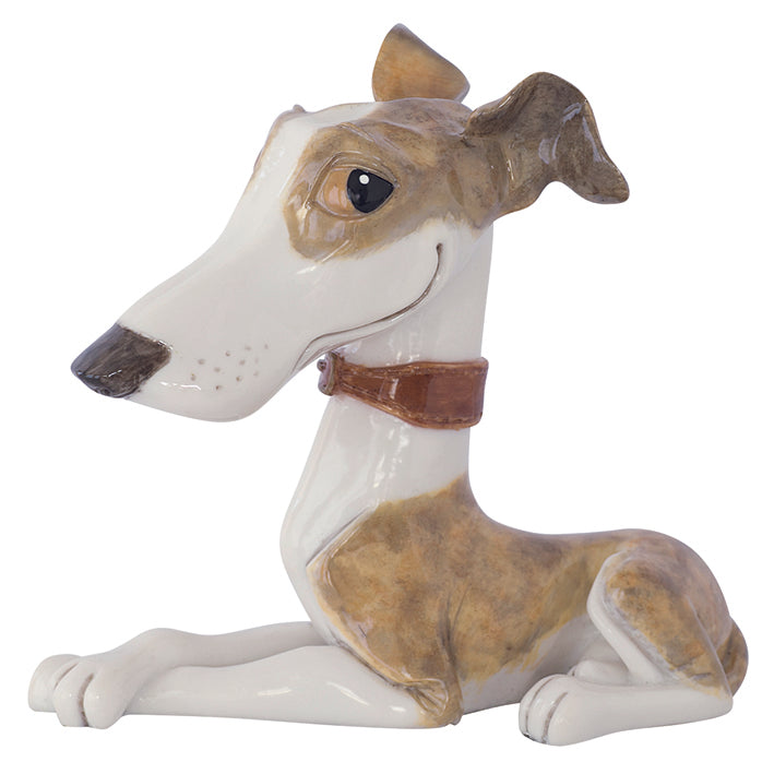 Little Paws Dog Ornament - Twiggy the brindle and white Whippet