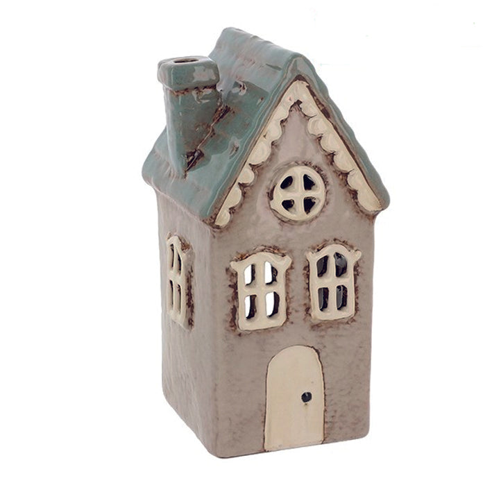 Village Pottery Little House with Scalloped Roof Tealight Holder