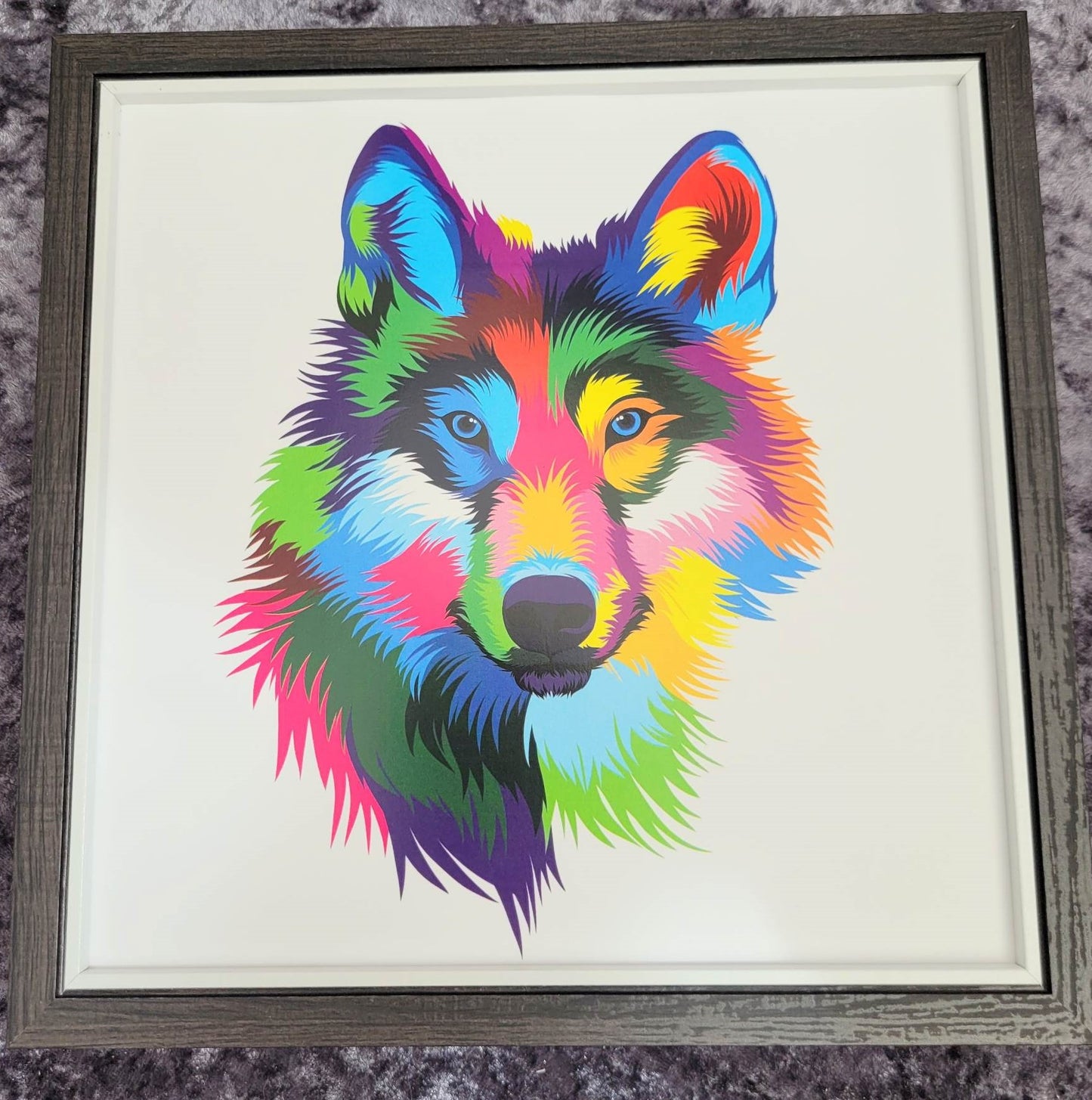 Framed Print. Bright and Beautiful Wolf head