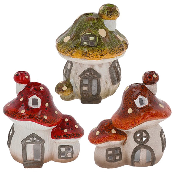 Woodland Mushroom Double House Tealight Holder Lg