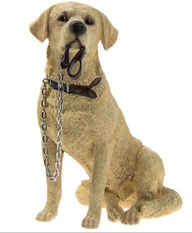 Labrador, yellow sitting with lead Dog ornament