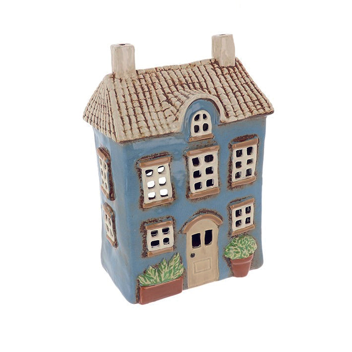 Village Pottery Garden House, Blue, Large Tealight Holder