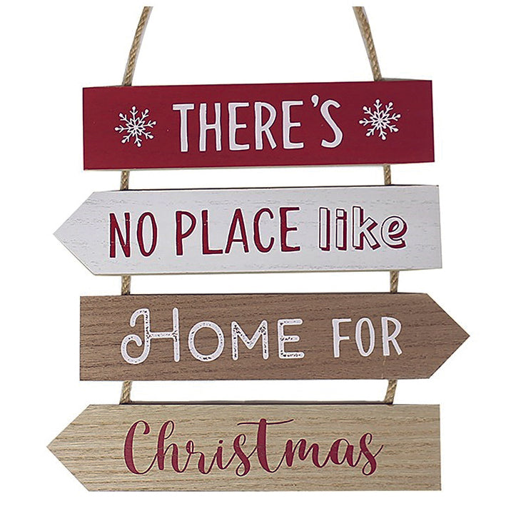 Multi Slatted Hanging Plaque. There's No Place Like Home For Christmas