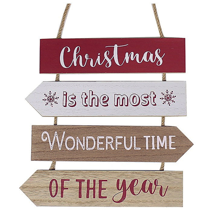 Multi Slatted Hanging Plaque. Christmas Is The Most Wonderful Time Of The Year