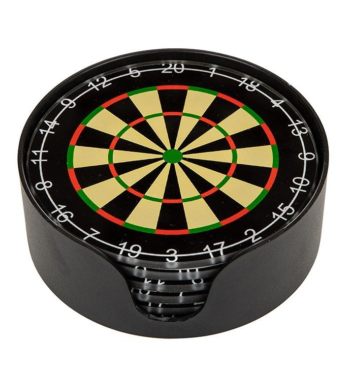 Round glass coasters - dartboard set of 6