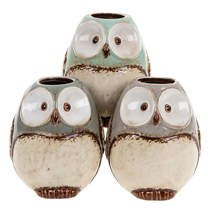 Village Pottery Round Owl Planter - small