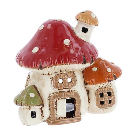 Village Pottery 3 -Toadstools House Tealight Holder