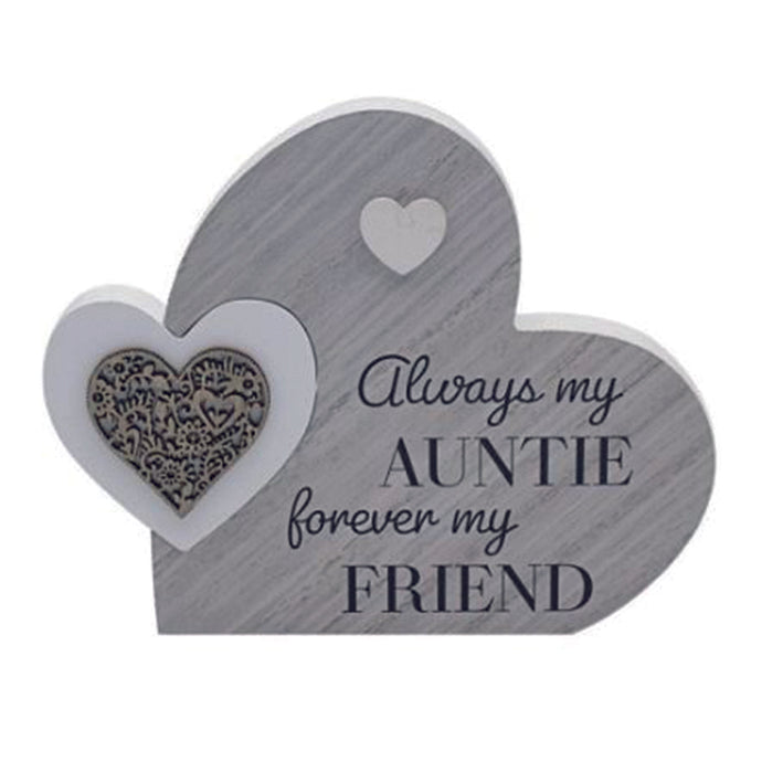 Double Heart Plaque. AUNTIE