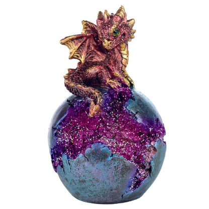 Baby Dragon on LED Light up Geode Egg Ornament
