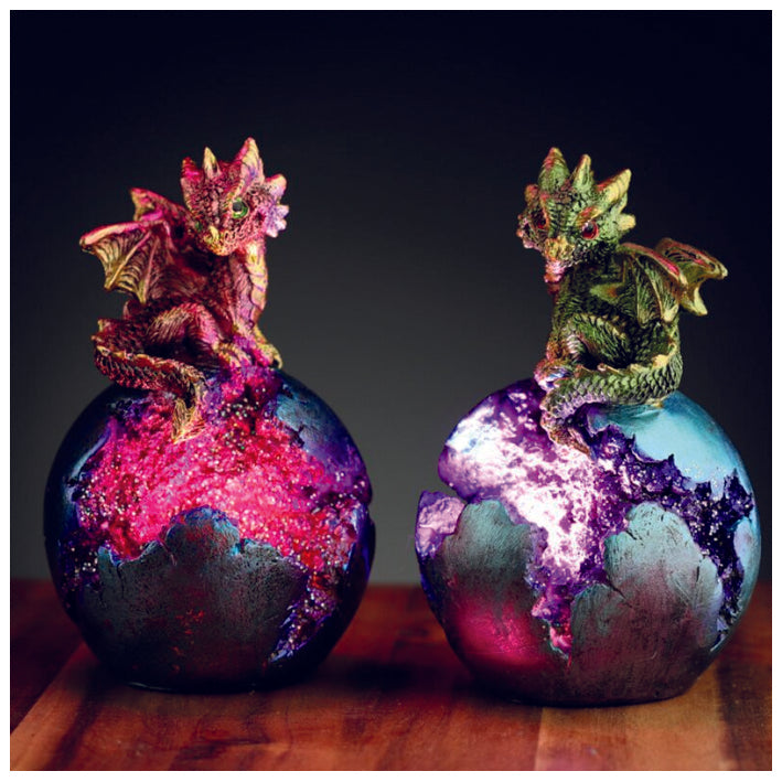 Baby Dragon on LED Light up Geode Egg Ornament