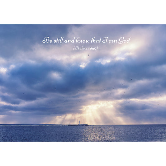 Framed Print.  Be Still And Know That I Am God - Lighthouse.