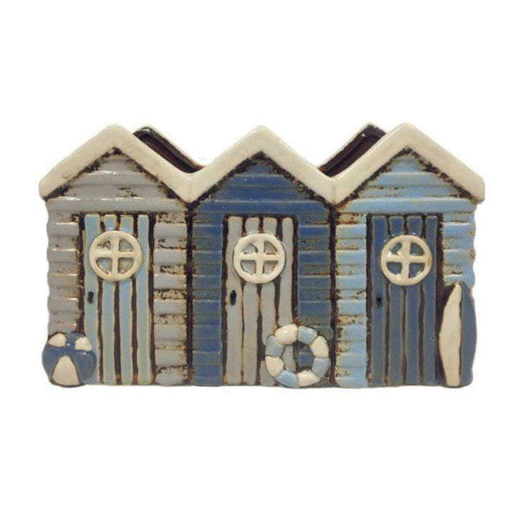 Ceramic 3 Beach Huts Planter