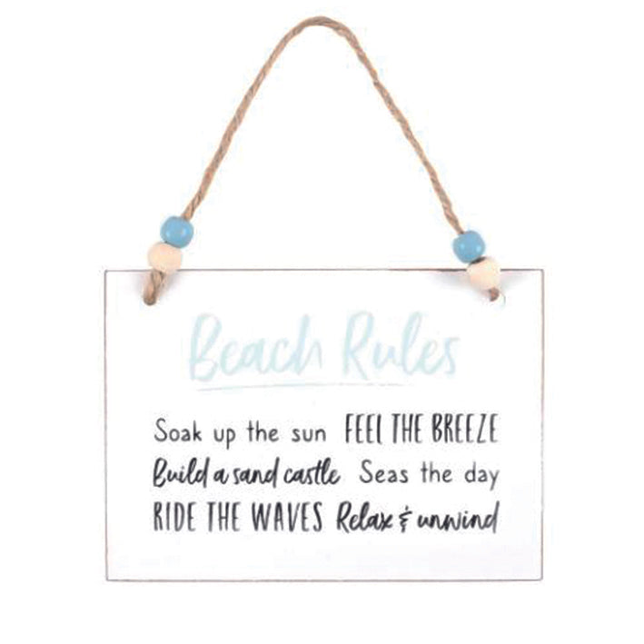 Wooden Hanging Sign - Beach Rules