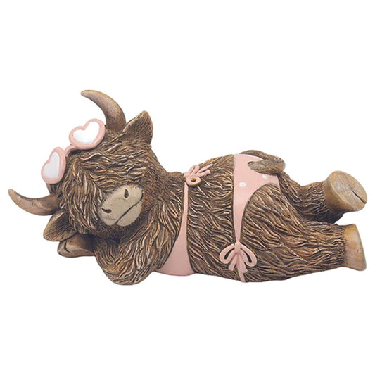 Happy Highland Cow beach time female