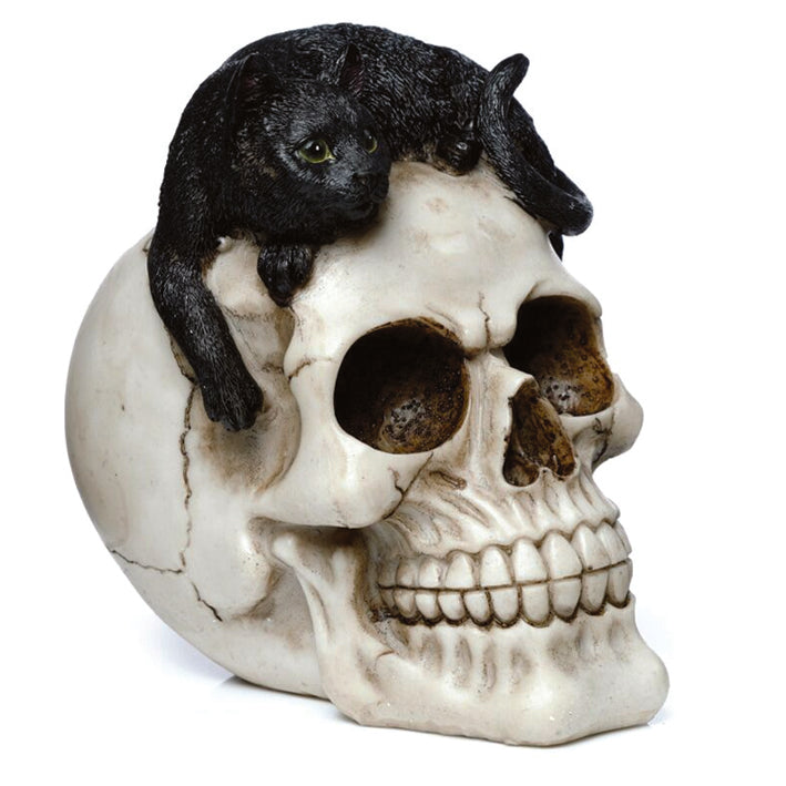 Skull with Black Cat Ornament