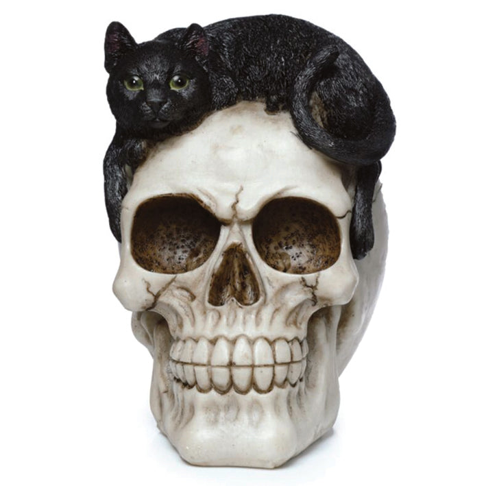 Skull with Black Cat Ornament