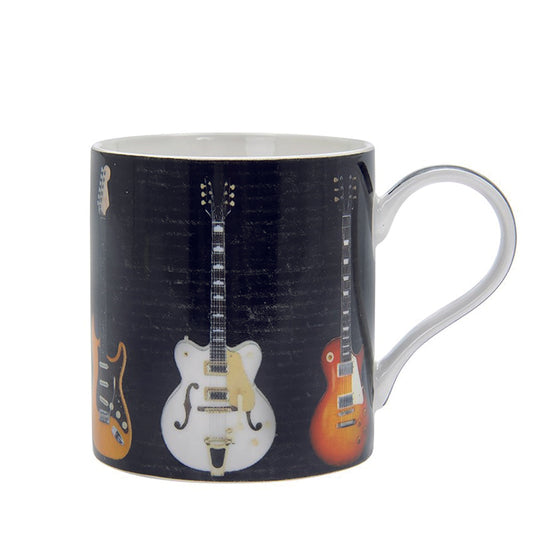 Boxed Mug, black with Electric Guitars Design