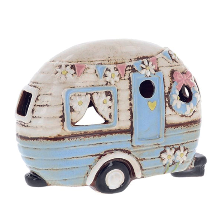 Village Pottery blue caravan tealight holder