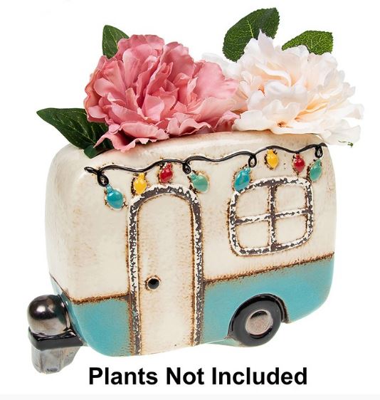 Village Pottery blue caravan planter