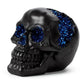 Black metallic skull with crystals