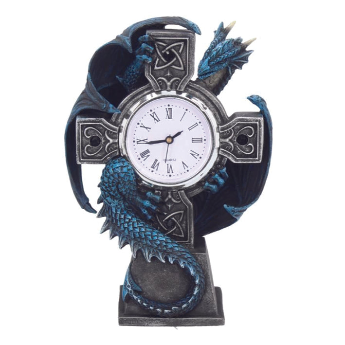 Mantel clock - Blue Dragon Wrapped Around Celtic Cross Clock