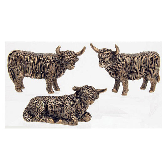 Bronze highland cow mini ornament