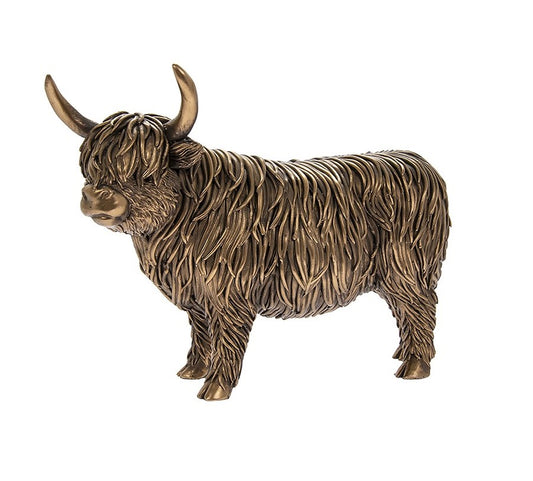 Bronze highland cow extra lg ornament