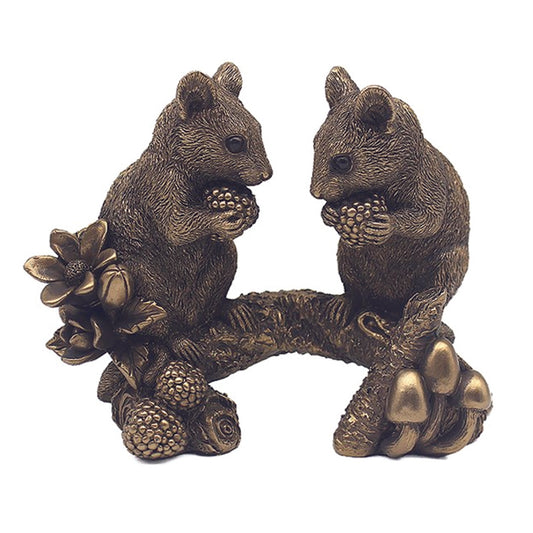 Two Bronze Mice on a Branch Ornament