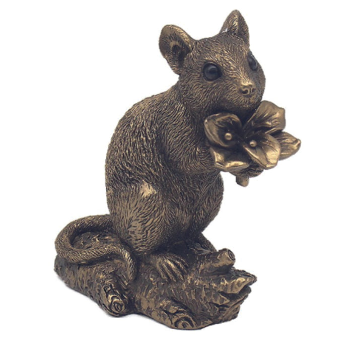 Bronze Mouse with Flowers ornament