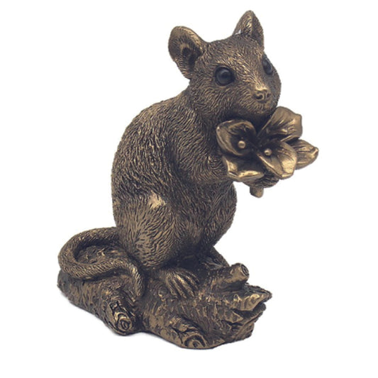 Bronze Mouse with Flowers ornament
