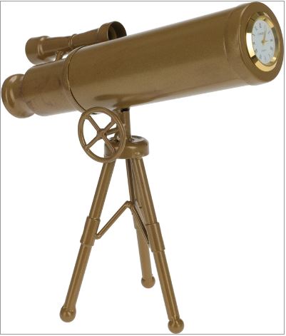 Clock - Bronze coloured telescope