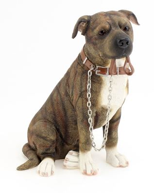 Staffie, brindle, with lead Dog Ornament