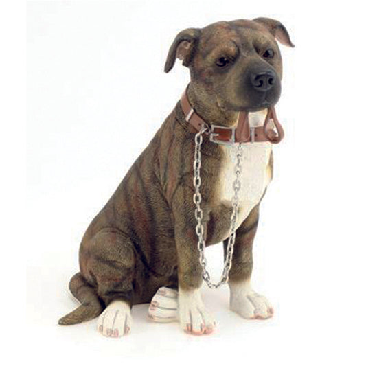 Staffie, brindle, with lead Dog Ornament