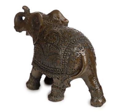 Dark brushed wood effect Thai elephant ornament