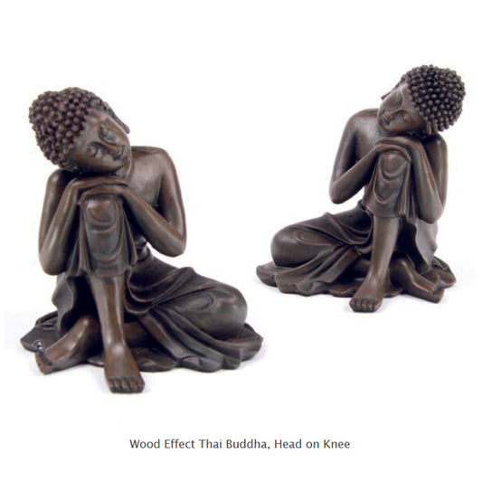 Wood Effect Thai Buddha with Head on Knee Ornament