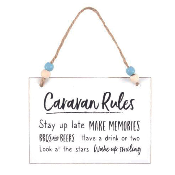 Wooden hanging sign - Caravan Rules