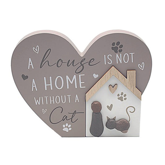 Wooden Standing Heart Plaque.  A house is not a home without a CAT