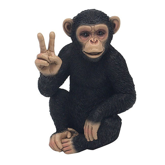 Cheeky Monkey Chimp Sitting Giving the Peace Sign. Large