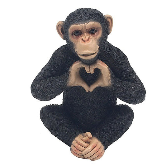 Cheeky Monkey Chimp Sitting Giving a Heart Sign. Large