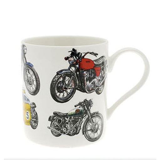 Boxed Mug with various motorbike images