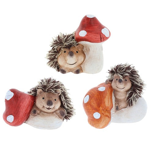 Country hedgehogs on toadstools small