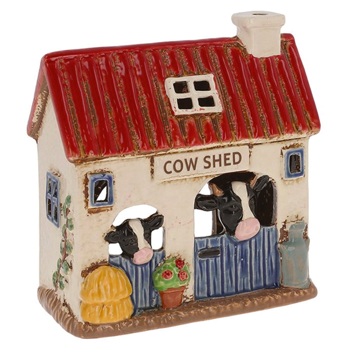 Village Pottery Farmyard Cow Shed Tealight Holder