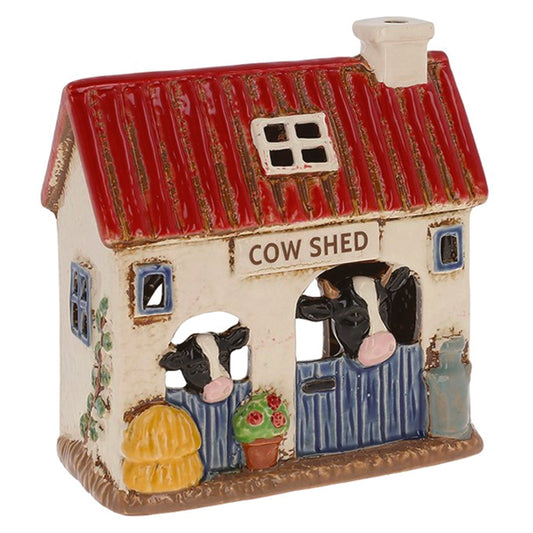 Village Pottery Farmyard Cow Shed Tealight Holder