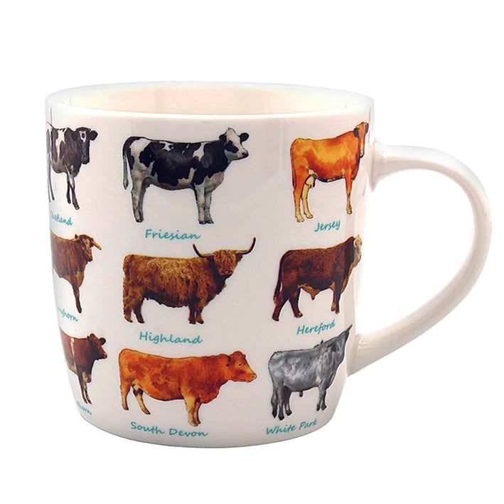 Boxed China Mug with Various Cow Breeds