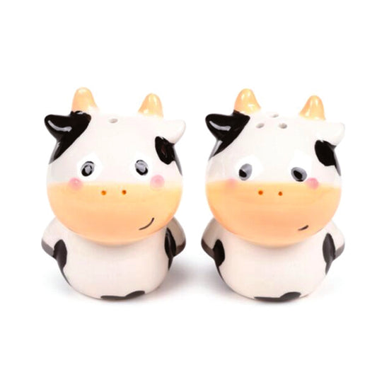 Ceramic Salt and Pepper Set Black and White Cows