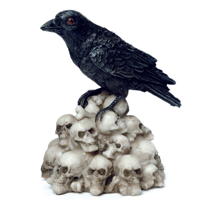 Crow Standing on Pile of Skulls Ornament