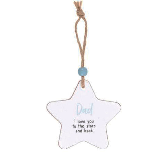 Hanging wooden star - Dad, I love you to the stars and back