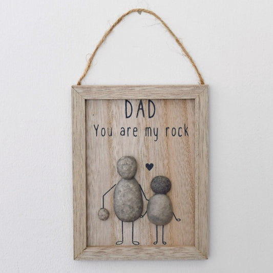 Rustic Wooden framed plaque - Dad You Are My Rock